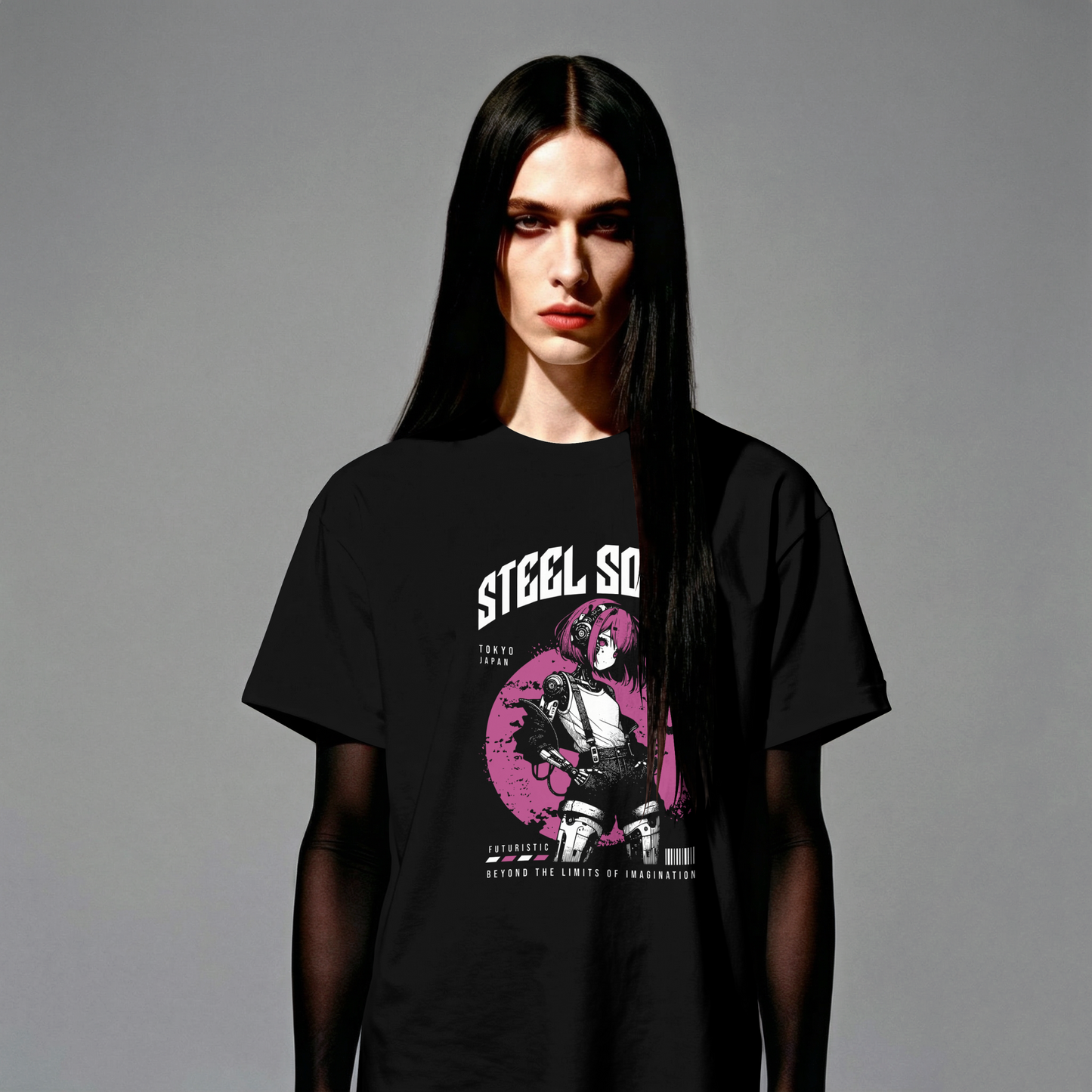 Synthwave Clothing – Cyborg Girl “Steel Souls” Tee