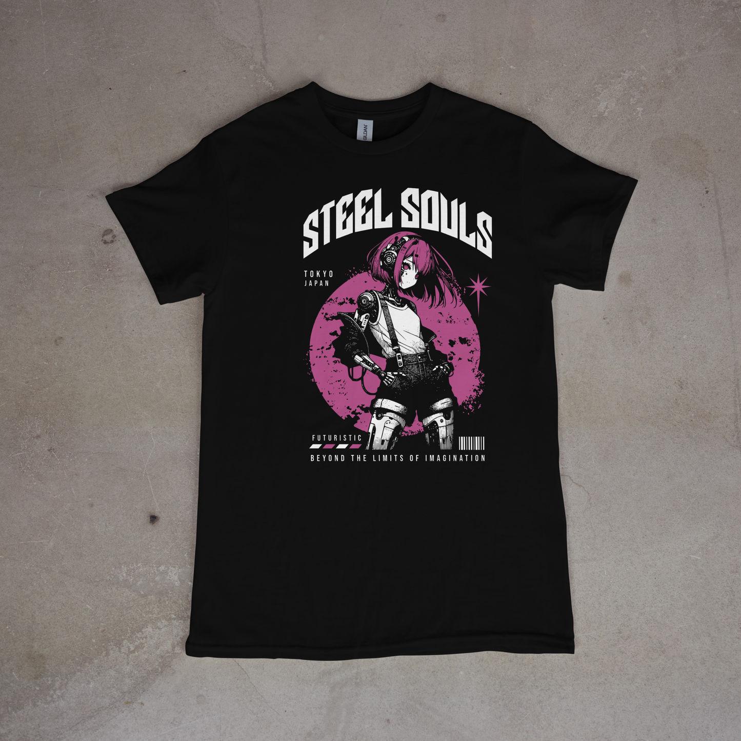 Synthwave Clothing – Cyborg Girl “Steel Souls” Tee