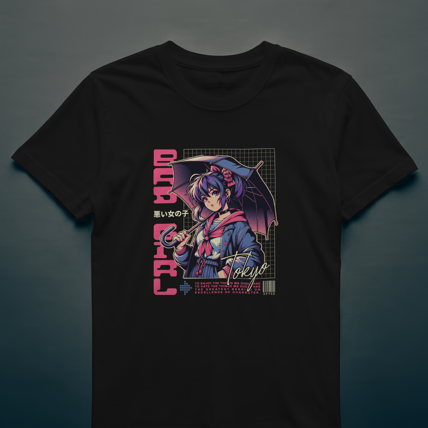 Synthwave Clothing – Anime Girl Umbrella Tee