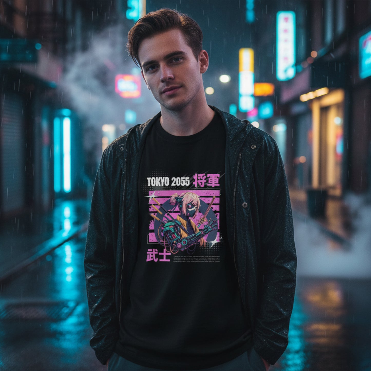 Cyborg Girl Anime T-Shirt – Future Tokyo 2055 Design, Soft & Eco-Friendly