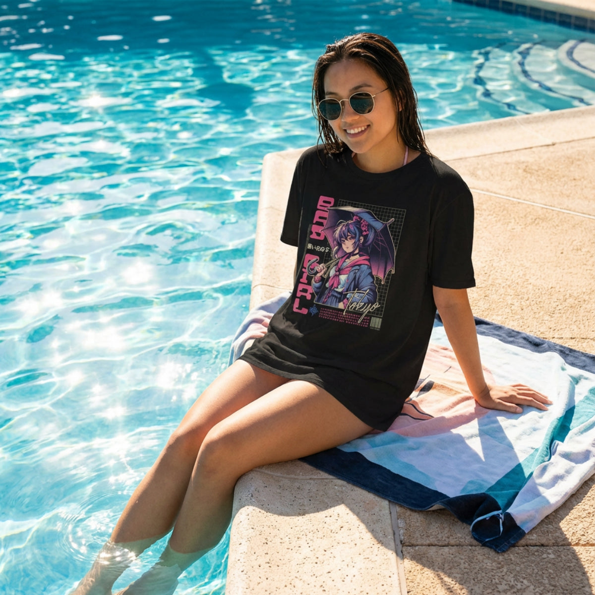 Synthwave Clothing – Anime Girl Umbrella Tee