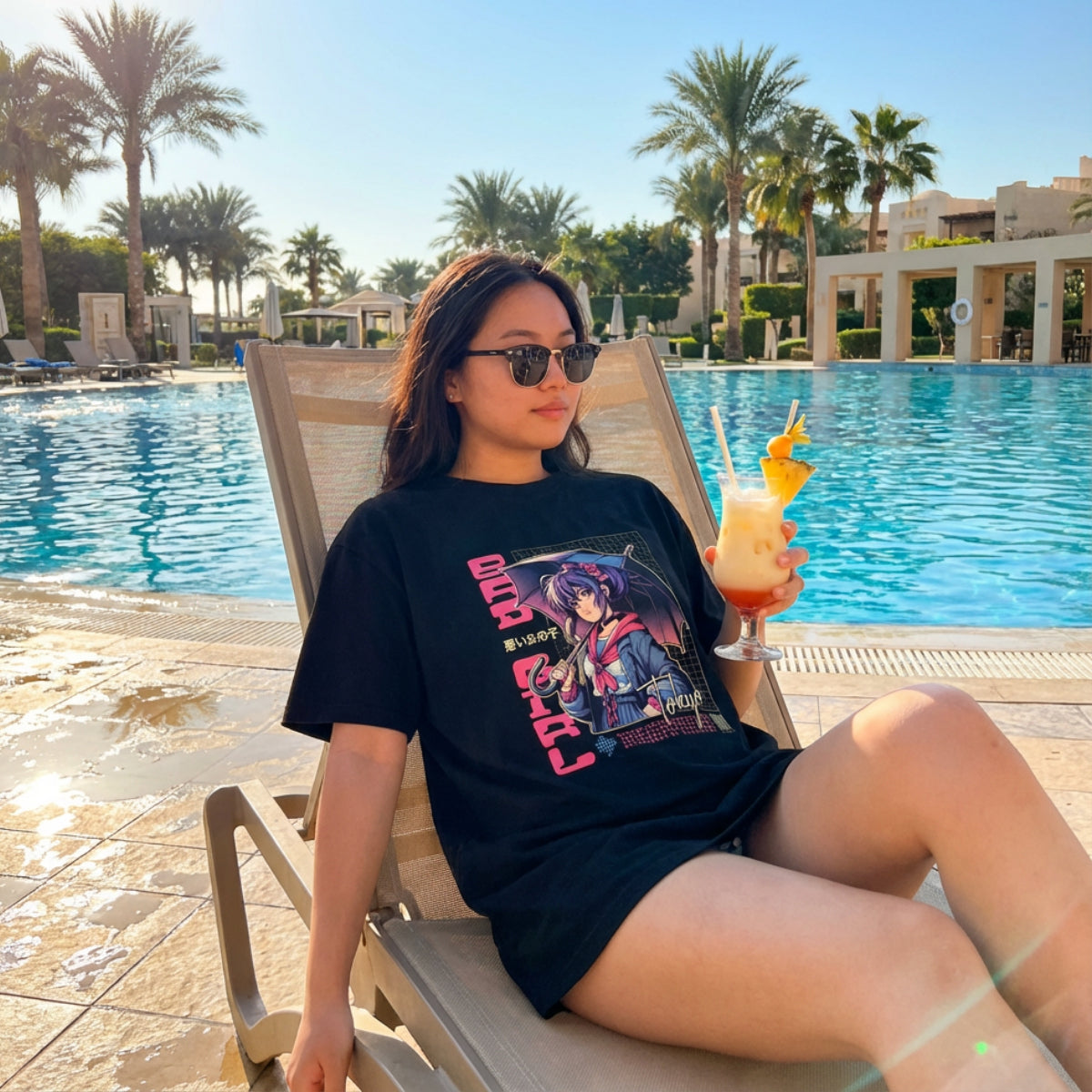 Synthwave Clothing – Anime Girl Umbrella Tee