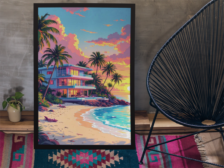Poster Synthwave Beach Hotel 60x80 cm / 24x32″